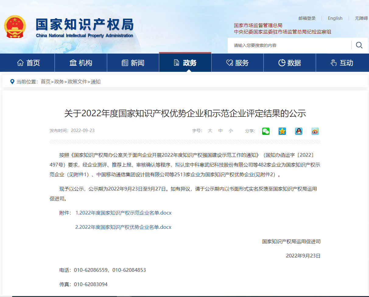 喜讯！！！！尊龙时凯荣获“2022年度国家知识产权优势企业”称号